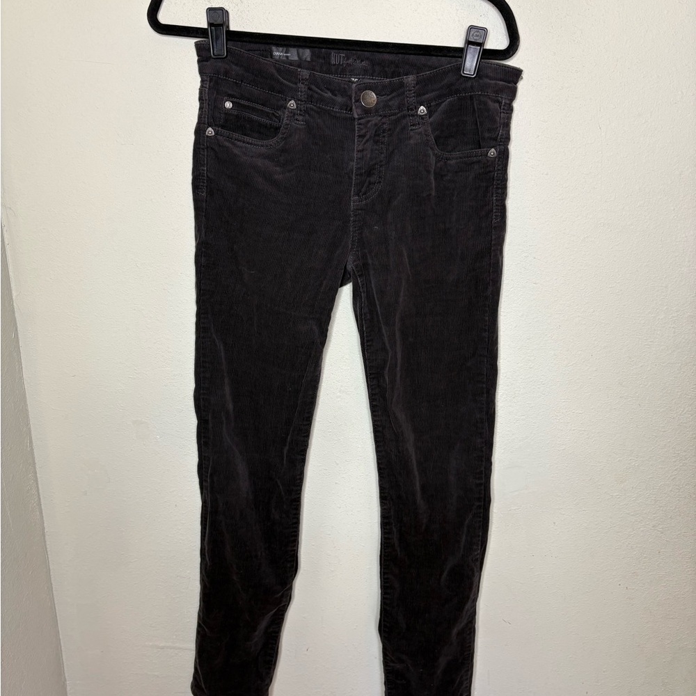 Kut from the Kloth Black Corduroy Diana Skinny Pants Size 4 Petite